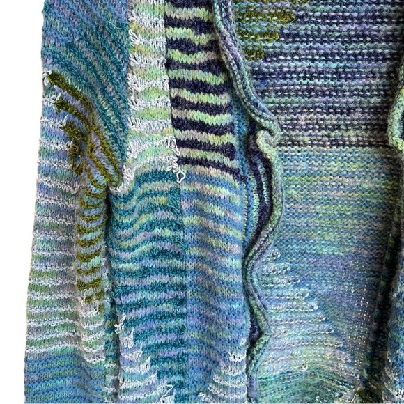Sleeping on Snow Anthropologie Geo Knit Longline Cardigan Blue Multi Small Wool - Picture 7 of 7